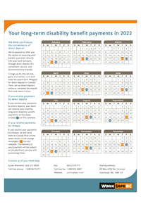 Disability Calendar 2022 Your Long-Term Disability Benefit Payments In 2022 | Worksafebc