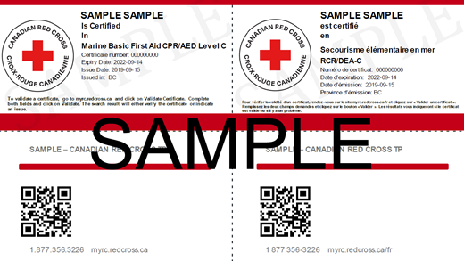 Canadian Red Cross Marine Basic First Aid & CPR/AED Level C e-certificate