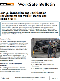 Annual inspection and certification requirements for mobile cranes and boom trucks