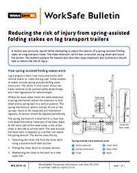 Reducing the risk of injury from spring-assisted folding stakes on log transport trailers