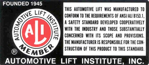 automotive lift decal 1990 to 1997