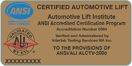 automotive lift certificate