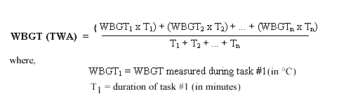 Time-weighted average WBGT formula