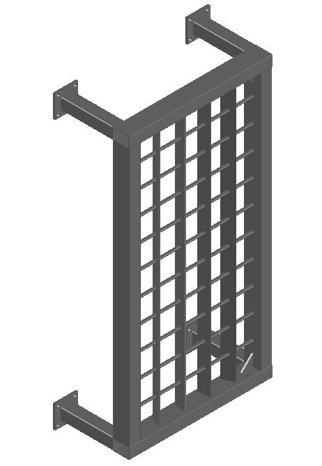 Drawing of mainframe mounted heavy duty backstop for operator cabs of cable log loaders and log yarders