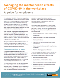 Managing the mental health effects of COVID-19 in the workplace: A guide for employers