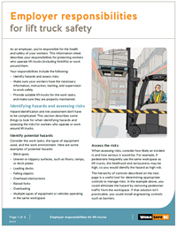 Employer responsibilities for lift truck safety