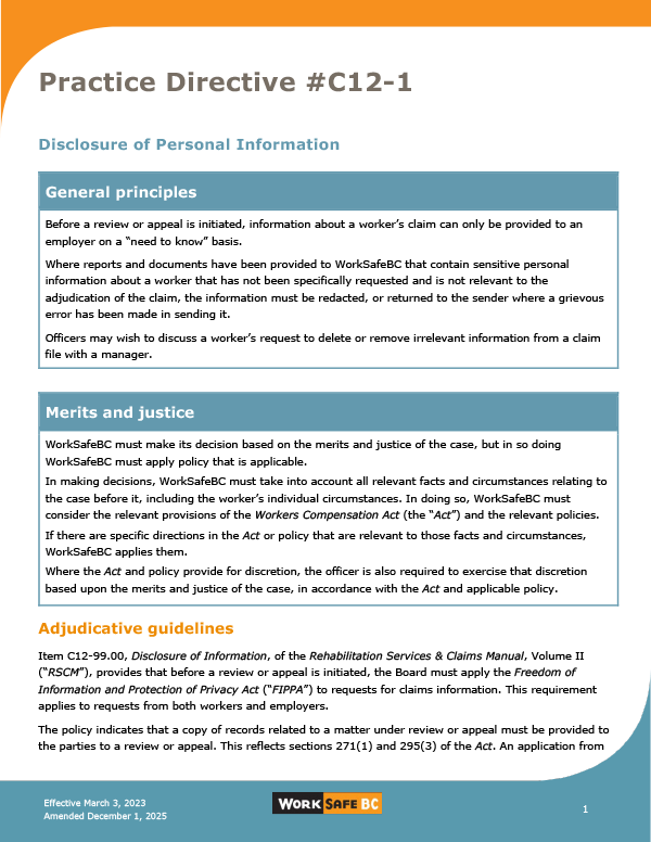 board practice 3 legal form WorkSafeBC