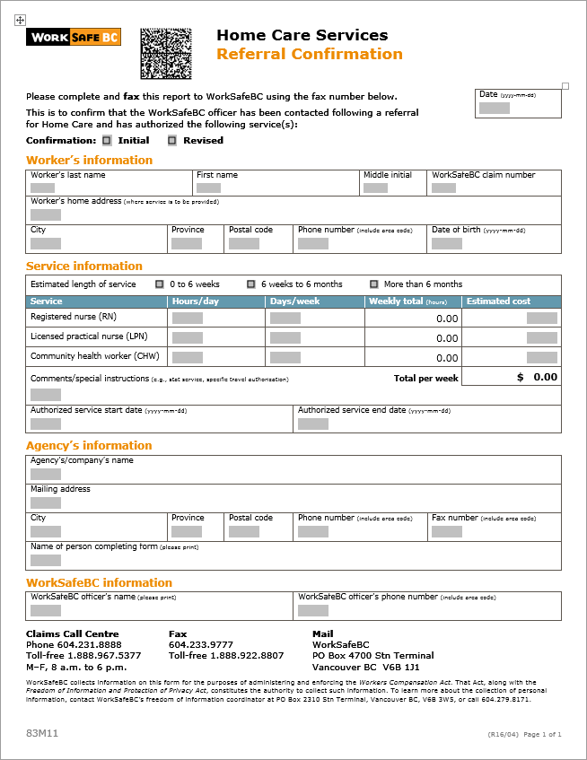 Home Care Services - WorkSafeBC