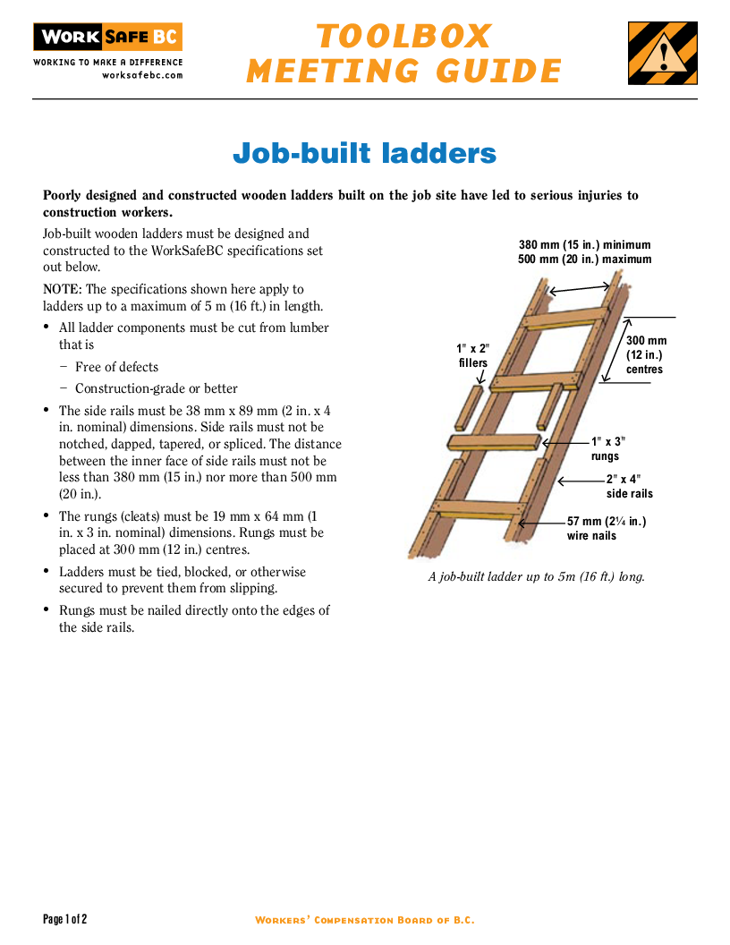 Jobbuilt ladders WorkSafeBC