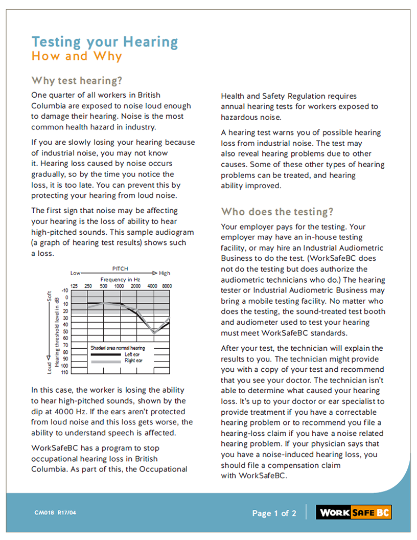 Annual hearing testing WorkSafeBC