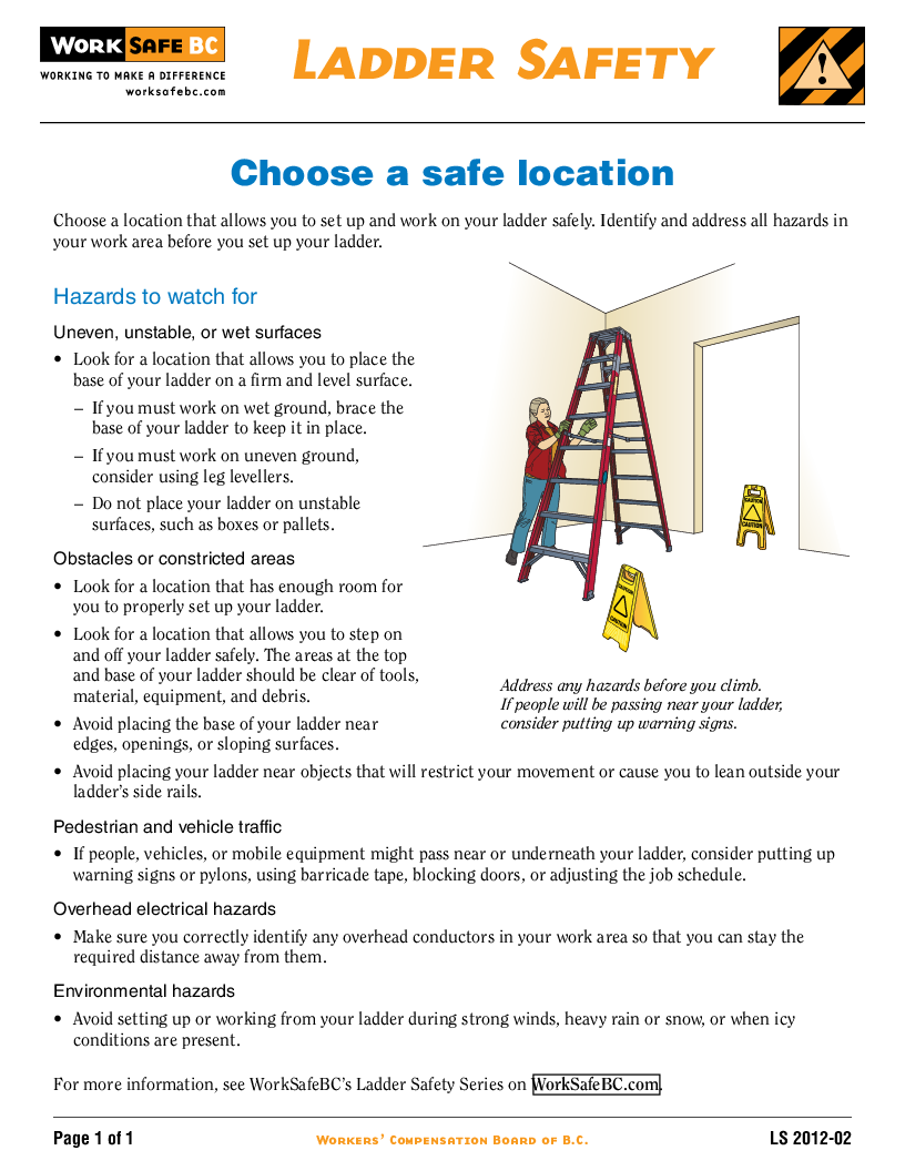 Extension ladders WorkSafeBC