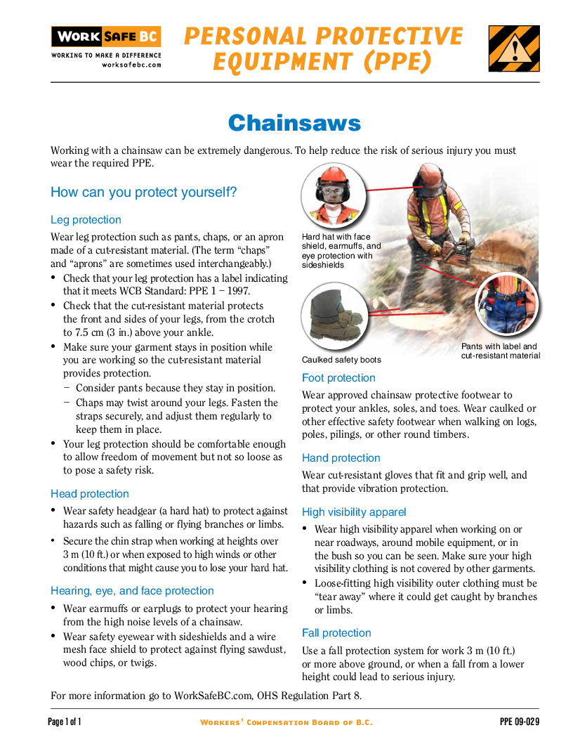 Limb & body protection WorkSafeBC