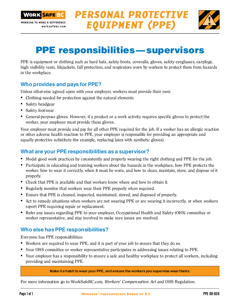 Responsibilities WorkSafeBC