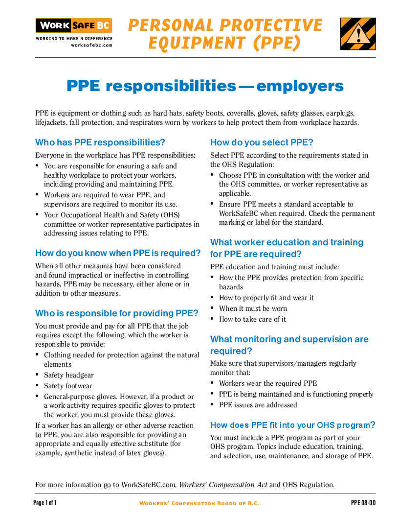 Responsibilities WorkSafeBC