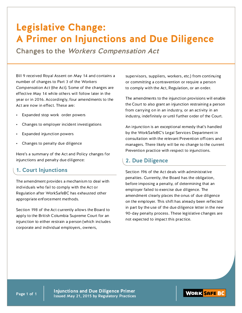 Injunctions WorkSafeBC