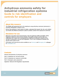 Anhydrous ammonia safety for industrial refrigeration systems: Guide to risk identification and controls for employers